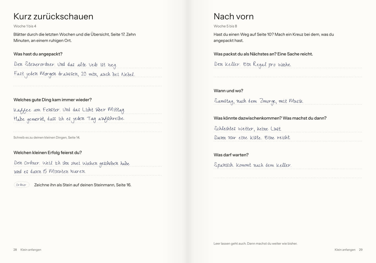 Rückblick nach vier Wochen: zurückschauen und nach vorn (Beispiel)